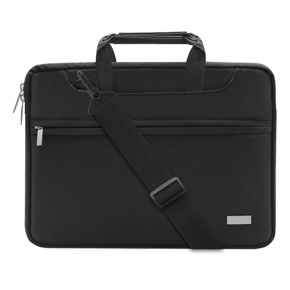 Mosiso Polyester Laptop Shoulder Bag for 15-15.6 Inch 2017/2016 MacBook Pro with Touch Bar A1707, MacBook Pro, Notebook, Compatible with 14 Inch Ultrabook with Back Belt for Trolly Case, Black