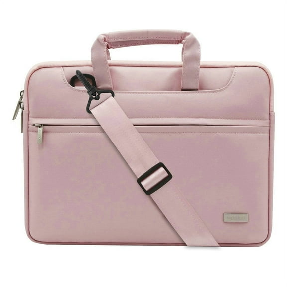 Mosiso Polyester Laptop Shoulder Bag for 15-15.6 Inch 2017/2016 MacBook Pro with Touch Bar A1707, MacBook Pro, Notebook, Compatible with 14 Inch Ultrabook with Back Belt for Trolly Case, Pink