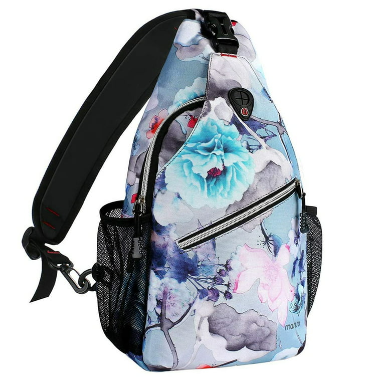 Mosiso Polyester Sling Bag Backpack Travel Hiking Outdoor Sport Crossbody  Shoulder Bag Multipurpose Daypack for Women Men, Ink-wash Painting