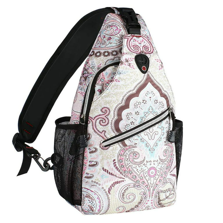 Mosiso Polyester Sling Bag Backpack Travel Hiking Outdoor Sport Crossbody  Shoulder Bag Multipurpose Daypack for Women Men, National Style 