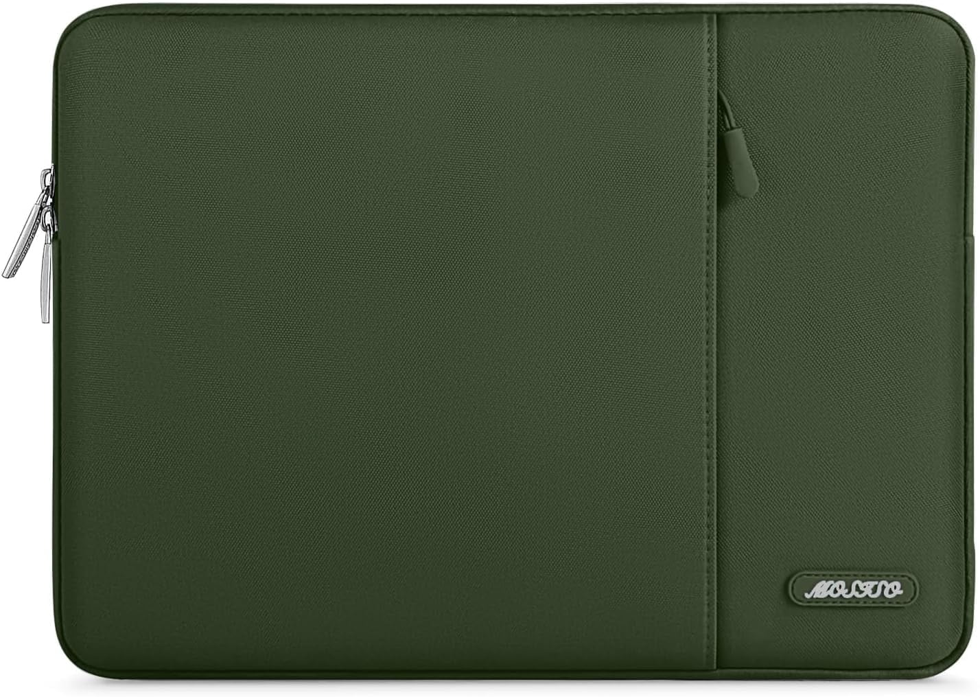 Mosiso Polyester Vertical Style Water Repellent Laptop Sleeve Case Bag Cover with Pocket for 13-13.3 Inch Notebook, MacBook Pro 14 inch M4 M3 M2 M1 Chip Pro Max 2024-2021, Army Green