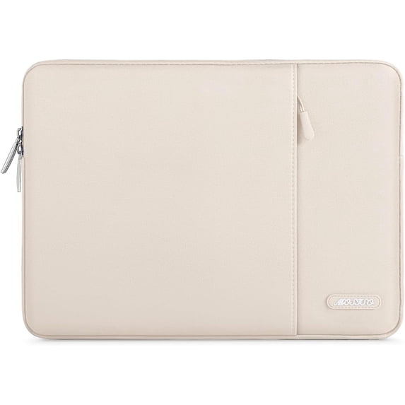 Mosiso Polyester Vertical Style Water Repellent Laptop Sleeve Case Bag Cover with Pocket for 13-13.3 Inch Notebook, MacBook Pro 14 inch M4 M3 M2 M1 Chip Pro Max 2024-2021, Sand