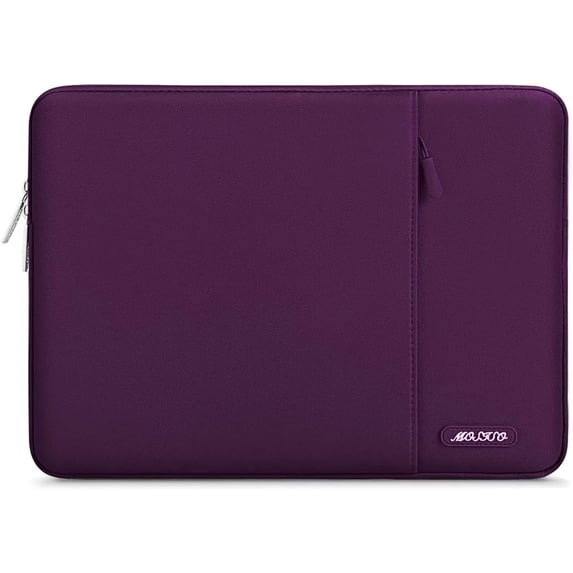 Mosiso Polyester Vertical Style Water Repellent Laptop Sleeve Case Bag Cover with Pocket for 13-13.3 Inch Notebook, MacBook Pro 14 inch M4 M3 M2 M1 Chip Pro Max 2024-2021, Magenta Purple