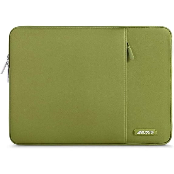Mosiso Polyester Vertical Style Water Repellent Laptop Sleeve Case Bag Cover with Pocket for 15-15.6 inch Notebook, MacBook Pro 16 inch M4 M3 M2 M1 2024-2019, Chartreuse