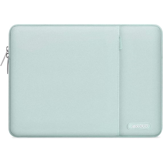 Mosiso Polyester Vertical Style Water Repellent Laptop Sleeve Case Bag Cover with Pocket for 15-15.6 inch Notebook, MacBook Pro 16 inch M4 M3 M2 M1 2024-2019, Mint Green