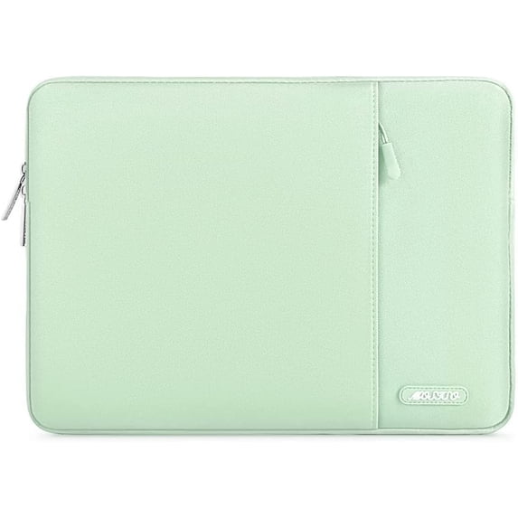 Mosiso Polyester Vertical Style Water Repellent Laptop Sleeve Case Bag Cover with Pocket for MacBook Air 13 inch M3 M2 M1 2018-2024 / Pro 13 inch M2 M1 2016-2024, Tea Green