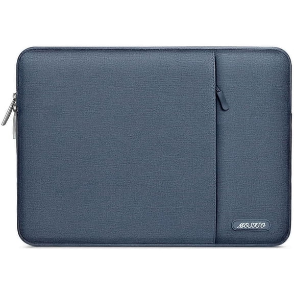 Mosiso Polyester Vertical Style Water Repellent Laptop Sleeve Case Bag Cover with Pocket for MacBook Air 13 inch M3 M2 M1 2018-2024 / Pro 13 inch M2 M1 2016-2024, Haze Blue