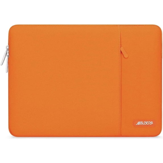 Mosiso Polyester Vertical Style Water Repellent Laptop Sleeve Case Bag Cover with Pocket for MacBook Air 15 inch M3 A3114 M2 A2941 2023 2024 / Pro 15 inch A1990 A1707, Orange