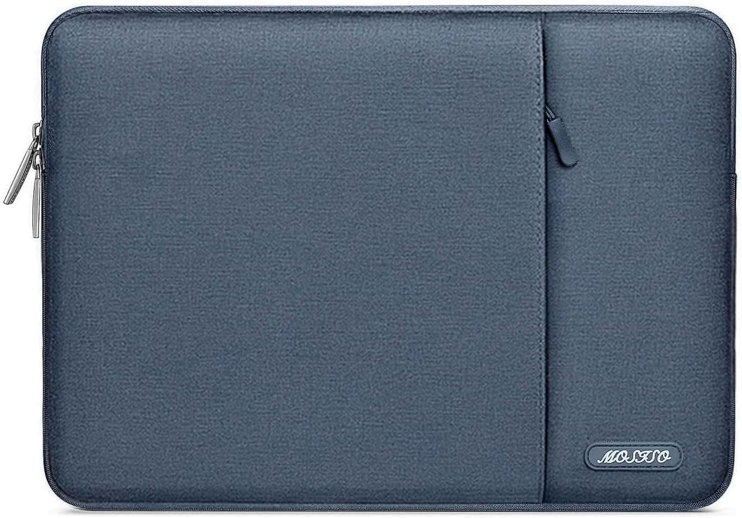 Mosiso Polyester Vertical Style Water Repellent Laptop Sleeve Case Bag Cover with Pocket for MacBook Air 15 inch M3 A3114 M2 A2941 2023 2024 / Pro 15 inch A1990 A1707, Haze Blue