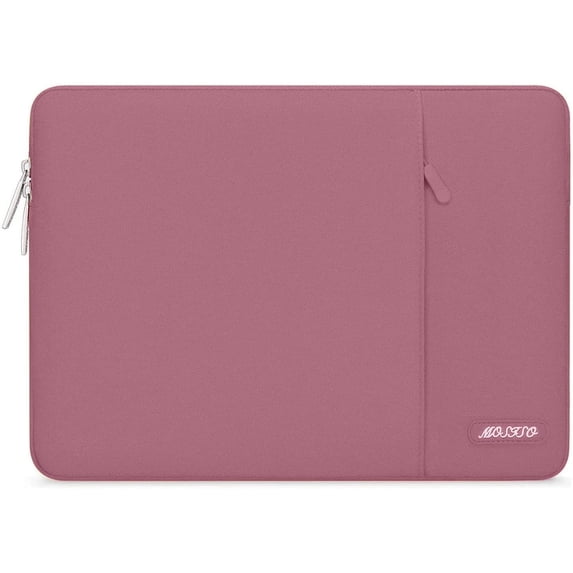 Mosiso Polyester Vertical Style Water Repellent Laptop Sleeve Case Bag Cover with Pocket for MacBook Air 15 inch M3 A3114 M2 A2941 2023 2024 / Pro 15 inch A1990 A1707, Dusty Rose