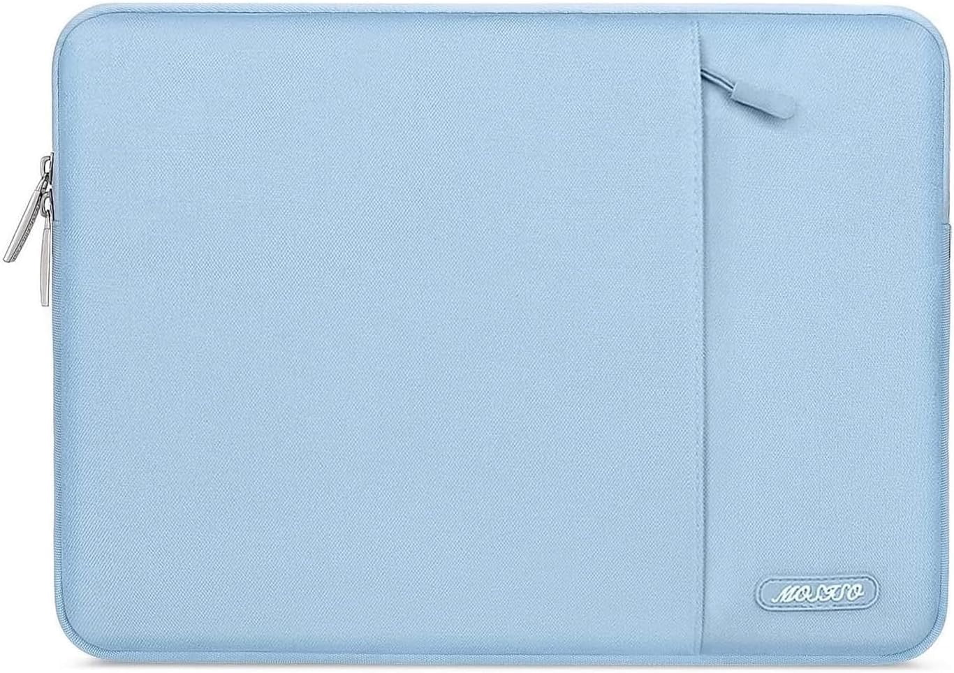 Mosiso Polyester Vertical Style Water Repellent Laptop Sleeve Case Bag Cover with Pocket for MacBook Air 15 inch M3 A3114 M2 A2941 2023 2024 / Pro 15 inch A1990 A1707, Air Blue