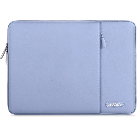 Mosiso Polyester Vertical Style Water Repellent Laptop Sleeve Case Bag Cover with Pocket for MacBook Air 15 inch M3 A3114 M2 A2941 2023 2024 / Pro 15 inch A1990 A1707, Pastel Blue