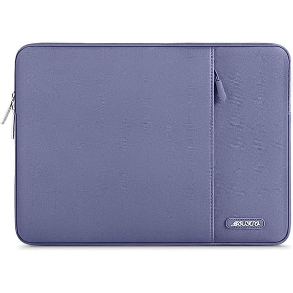 Mosiso Polyester Vertical Style Water Repellent Laptop Sleeve Case Bag Cover with Pocket for MacBook Air 15 inch M3 A3114 M2 A2941 2023 2024 / Pro 15 inch A1990 A1707, Lavender Gray