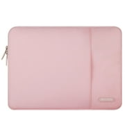Mosiso Polyester Vertical Style Water Repellent Laptop Sleeve Case Bag Cover with Pocket for 13-13.3 Inch MacBook Pro, MacBook Air, Notebook,Pink