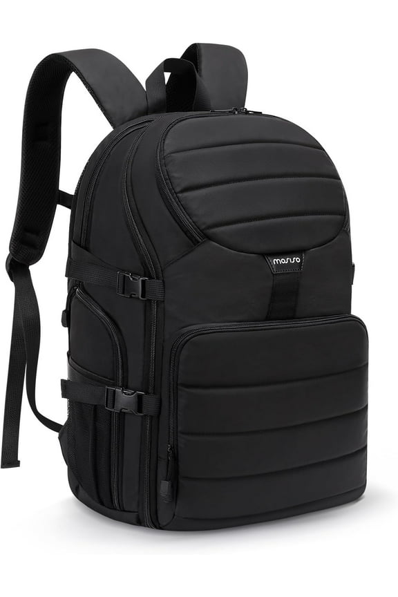 Professional DSLR/SLR/Mirrorless Camera Backpack, Top Quick Access Photography Travel Backpack with Rain Cover for Canon/Nikon/Sony, Black