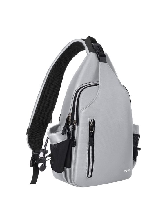 Sling Backpack Chest Shoulder Bag Double Layer Hiking Daypack Men/Women,Gray
