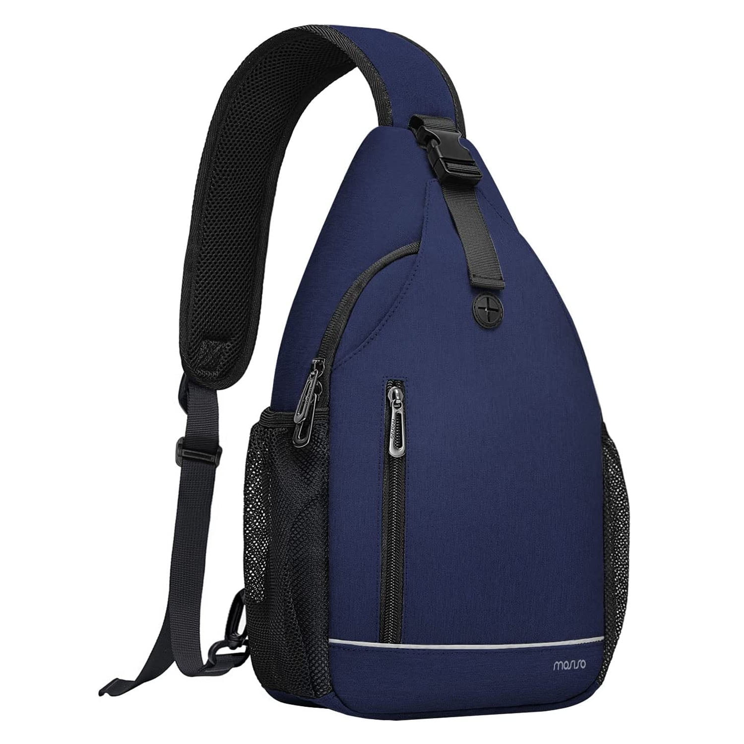 Mosiso Sling Backpack Multipurpose Crossbody Shoulder Bag with Front Buckle Pouch Reflective Strip For Hiking Travel For Women Men Black Walmart