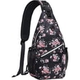 thumbnail image 1 of Mosiso Sling Backpack Outdoor Causal Daypacks Pattern Rope Crossbody Shoulder Bag For Travel Hiking, Black Base Floral, 1 of 6