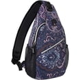 thumbnail image 1 of Mosiso Sling Backpack Outdoor Causal Daypacks Pattern Rope Crossbody Shoulder Bag For Travel Hiking, Navy Blue Base Totem Texture, 1 of 6