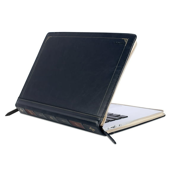 Mosiso Vintage Classic Premium PU Leather Zipped Book Sleeve Cover Only for MacBook Air 13 Inch (A1466 / A1369), Black