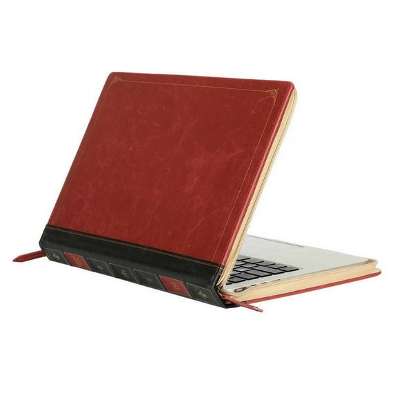 Mosiso Vintage PU Leather 15" Laptop Sleeve, Wine Red