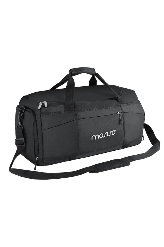 Waterproof Sports Duffle Bag Gym Bag Travel Duffel with Adjustable Strap for Sports , Gym ,Vacation , Shopping and Travel ,Polyester Black