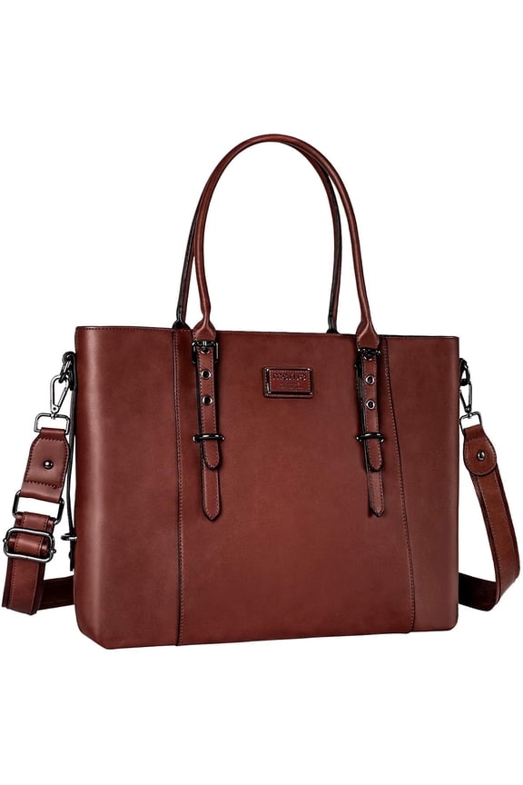 Women's Briefcase PU Leather 15.6 inch Laptop Tote Bag Shoulder Handbag fits 13 15 inch Macbook