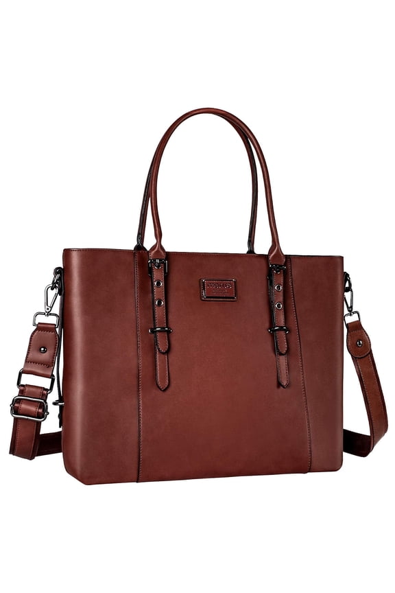 Women's Briefcase PU Leather 15.6 inch Laptop Tote Bag Shoulder Handbag fits 13 15 inch Macbook