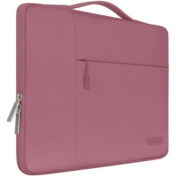 MOSISO for Macbook Air/Pro 13.3" Laptop Sleeve Briefcase Handbag Multifunctional Polyester Carrying Pouch Zipper Notebook Computer Bag, Dusty Rose