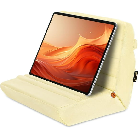 Mosiso iPad Stand Pillow, Multi-Angle Soft Tablet Holder for Lap/Desk/Bed, Pastel Yellow