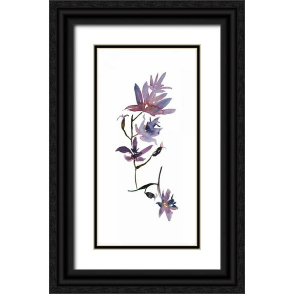 Mosley, Kiana 14x24 Black Ornate Wood Framed with Double Matting Museum Art Print Titled - Floral Watercolor IV