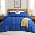 thumbnail image 1 of Mosluna Full Size Comforter Sets, 3 Piece Soft Quilted Bedding Sets, All-Season Down Alternative Comforter with 2 Pillow Shams, Navy Blue, 1 of 9
