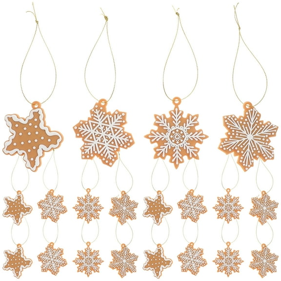 Mosng 20pcs Gingerbread Snowflake Decor Christmas Tree Hanging Ornaments Christmas Supplies