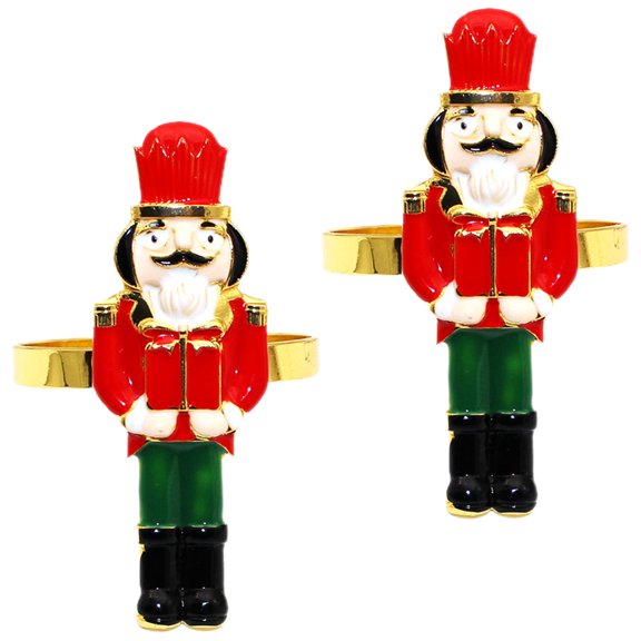 Clispeed Elegant Nutcracker Napkin Rings Multi Alloy Suitable for Formal Events 2Pcs