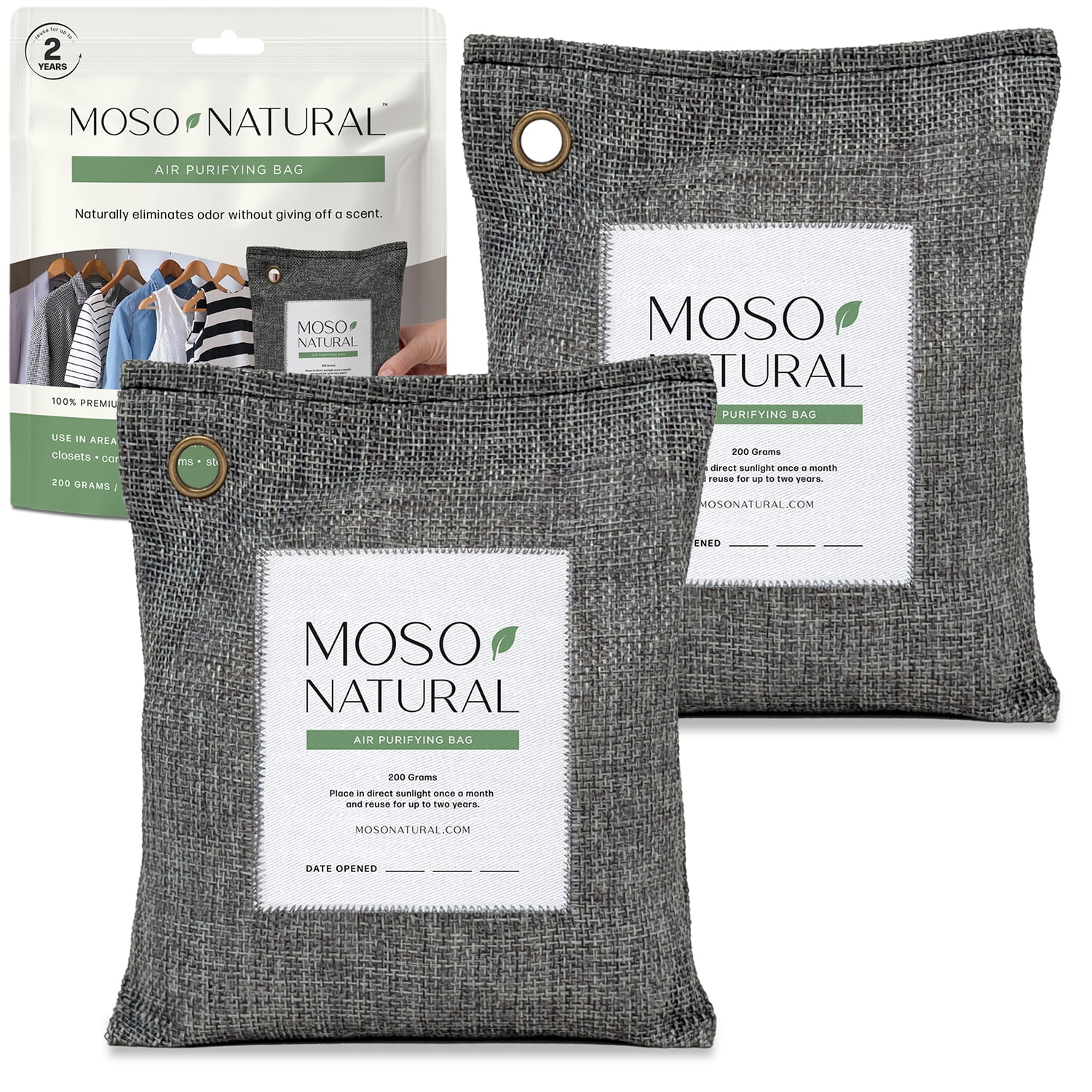 Moso Natural Air Purifying Bag, 200g Bamboo Charcoal Odor Absorber and ...