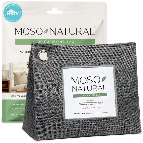Moso Natural Air Purifying Bag, 600g Bamboo Charcoal Odor Absorber, Large Room Deodorizer for Pet & Home