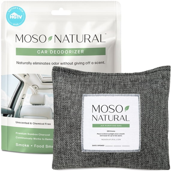 Moso Natural Bamboo Charcoal Car Odor Absorber | Long Lasting, Non Toxic Deodorizer Air Freshener