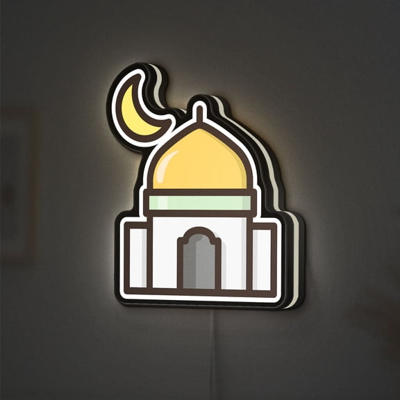 Mosque 3D Novelty Light Box, Islamic Architecture Light for Prayer or Cultural Decor (Width 12 inch, 30cm)