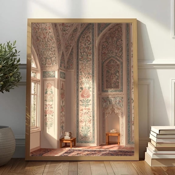 Mosque Interior Art Print, Unframed Paper Poster 8x10in