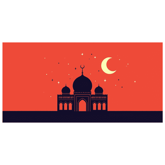 Mosque Silhouette Desert Night Crescent Moon Banner Event Photography Background Religious Festival Backdrop Wedding Decor Ramadan Celebration Event Afghan Iftar