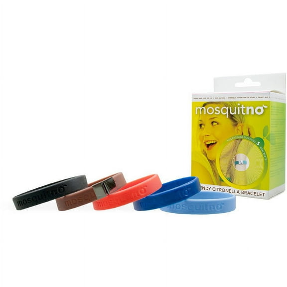 MosquitNo All Natural Insect-Repelling Wristbands, 5 Pack, Classic Colors