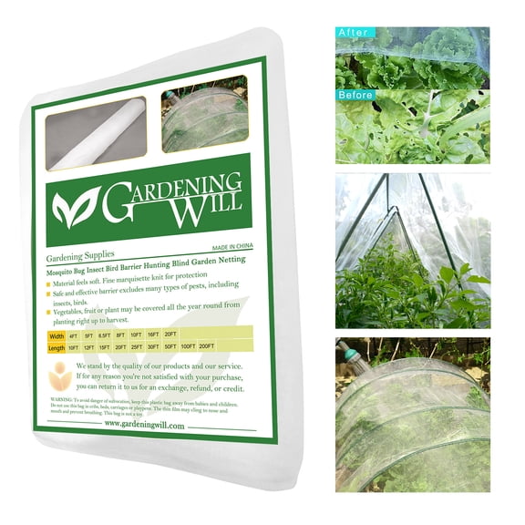 10Ft x 50Ft Mosquito Bug Insect Bird Net Barrier Hunting Blind Garden Netting for Protect Your Plant Fruits Flower