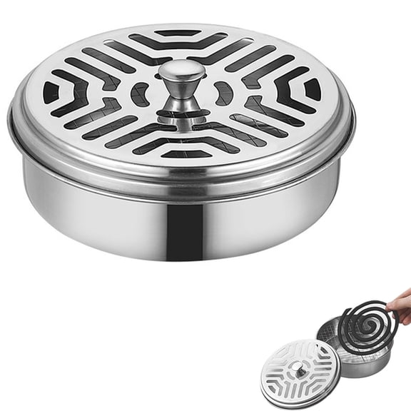 Mosquito Coil Holder, Portable Coil Holder, Metal Mosquito Repellent Coil Holder with Lid, Black Incense Coil Burner, Incense Holders, Fireproof ​Incense Burner for Home