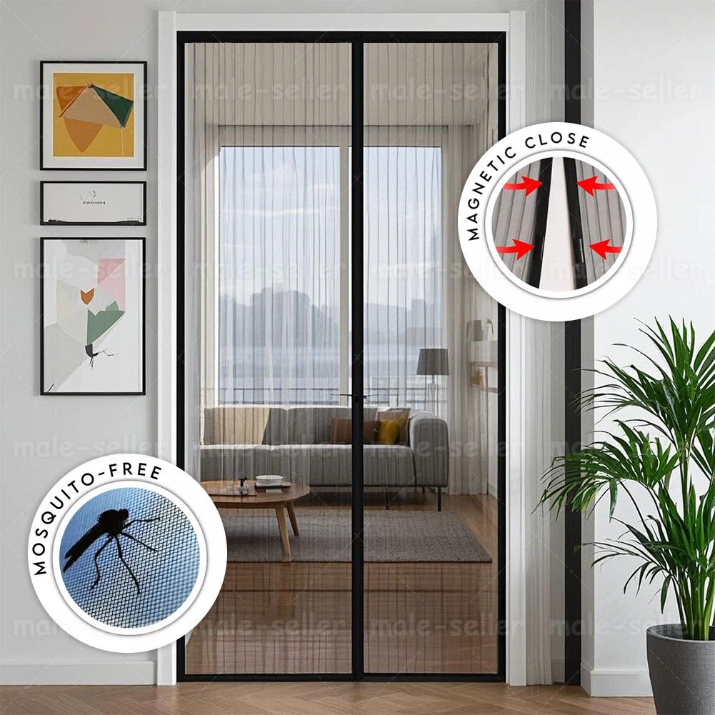 Mosquito Door Net Mesh Screen Bug Pet Patio Hands Free Magnetic Magic Closer