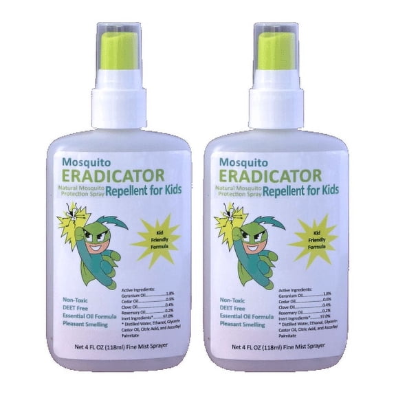 Mosquito Eradicator Repellent for Kids Natural, Non-Toxic, No DEET Protection Spray - 2 Pack