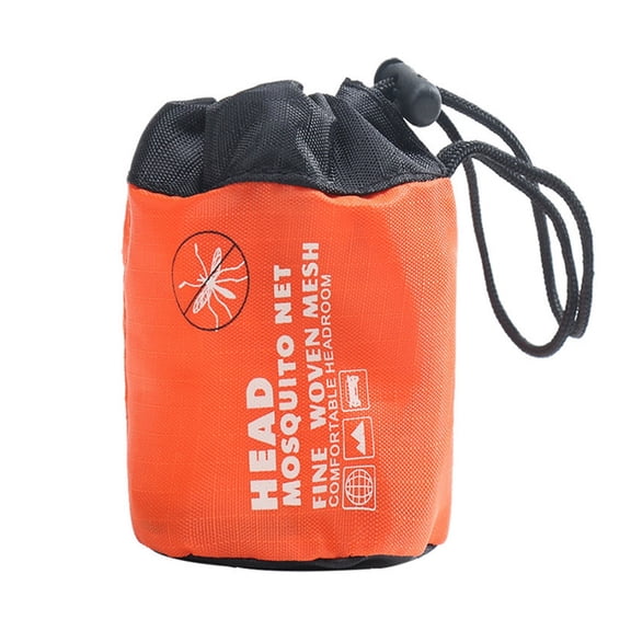 Mosquito Face Net Drawstring Pouch Style with Storage Bag, Outdoor Fishing Head Mesh Net for Camping Hiking Insect Protection Use 3Inch Saffron