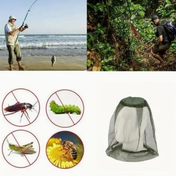 Mosquito Face Netting - Full Head Cover for Outdoor Camping | Gnat/Fly Protection Gear（Gray）2PC
