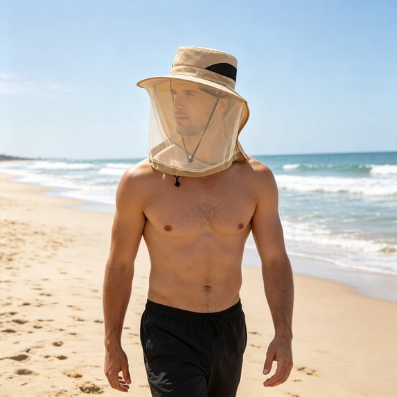 Mosquito Fishing Safari Mesh Net Hat, Sun Hat Cycling Sun Hat Outdoor Face Fisherman's Hat Summer Breathable Hat, Sun Protection Women Men Bug Cap