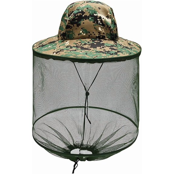 Mosquito Head Net Hat Cap with Netting for Fishing Hiking Bee Keeper, Outdoor Sun Hat for Men or Women Green