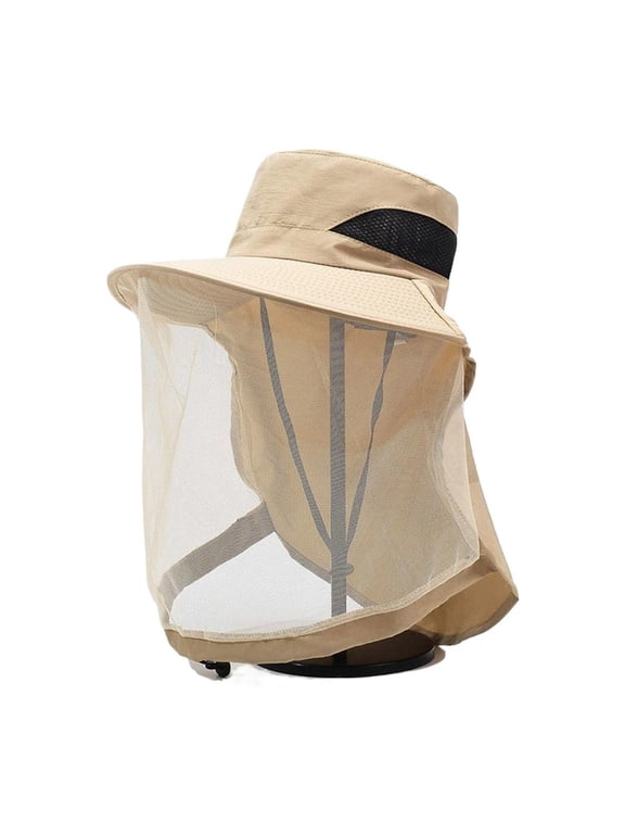 Mosquito Head Net Hat Fishing Sun Cap, 360 Degree Bug Bee Gnat Mesh Mask Face Neck Protection Visor for Outdoor Night Fishing Garden